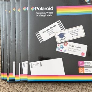 Polaroid Decorative Adhesive Labels and Prem White Mailing Labels 7 Pcs NIP